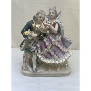 Vintage Germany Figurine Courting Couple Bone‎ Lace China Crossed Swords Mark